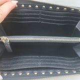 Valentino Rockstud Continental Wallet Gold Metallic Grained Leather
