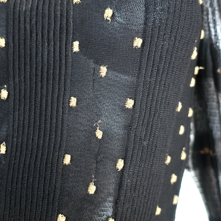 Alexander McQueen Turtleneck Dress Black/Gold Metallic-Striped Lace Size 42