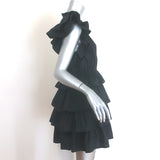 Ulla Johnson Lulua Ruffled Mini Dress Black Cotton Poplin Size 8