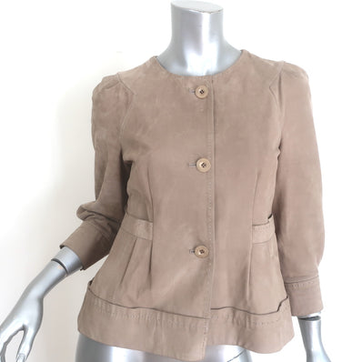 Philosophy di Alberta Ferretti suede cropped-sleeve jacket in beige, pre-owned luxury piece