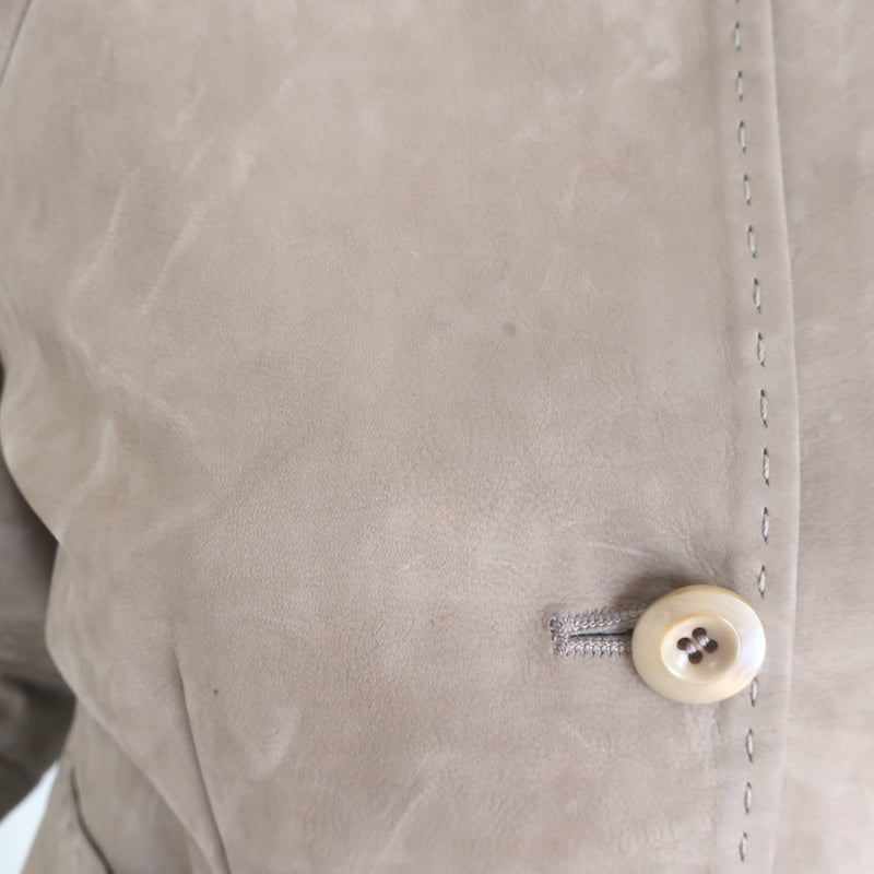 Philosophy di Alberta Ferretti suede cropped-sleeve jacket in beige, luxury pre-owned women&