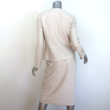 St. John Crystal-Embellished Santana Knit Skirt Suit Cream Size 6/8
