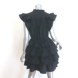 Ulla Johnson Lulua Ruffled Mini Dress Black Cotton Poplin Size 8
