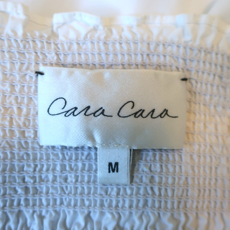 Cara Cara Ruby Smocked Midi Dress White Ruffled Cotton Poplin Size Medium
