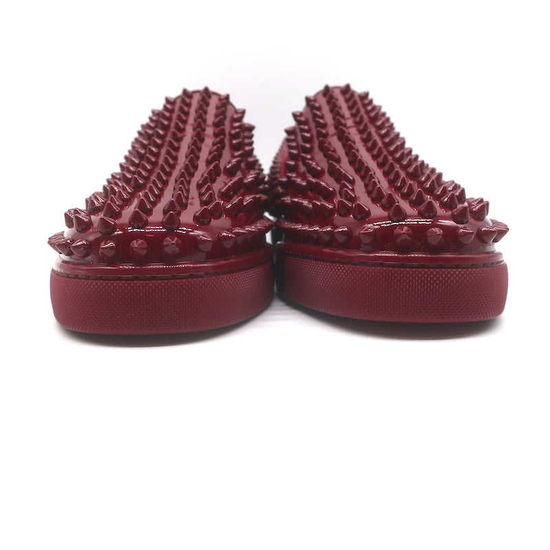Christian Louboutin Roller Boat Spike Slip-On Sneakers Red Patent Size 41.5 NEW