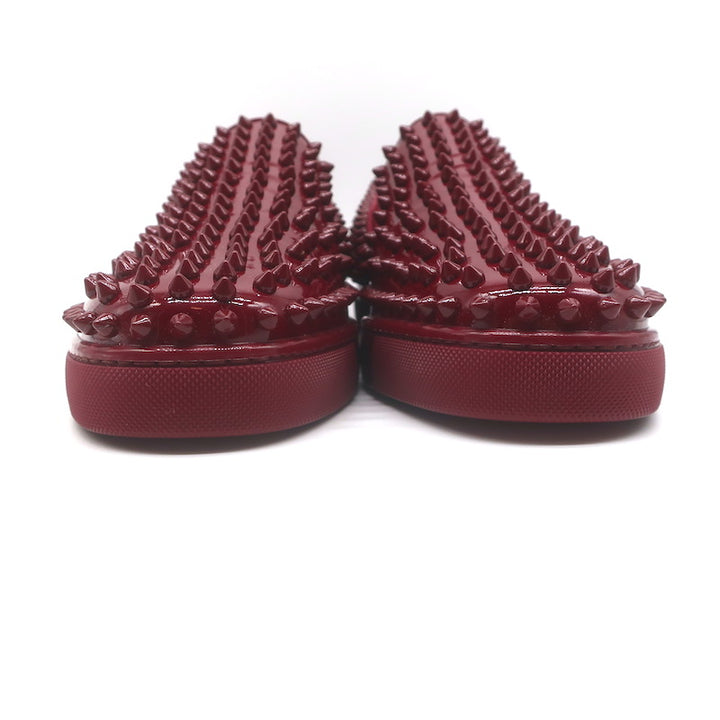 Christian Louboutin Roller Boat Spike Slip-On Sneakers Red Patent Size 41.5 NEW