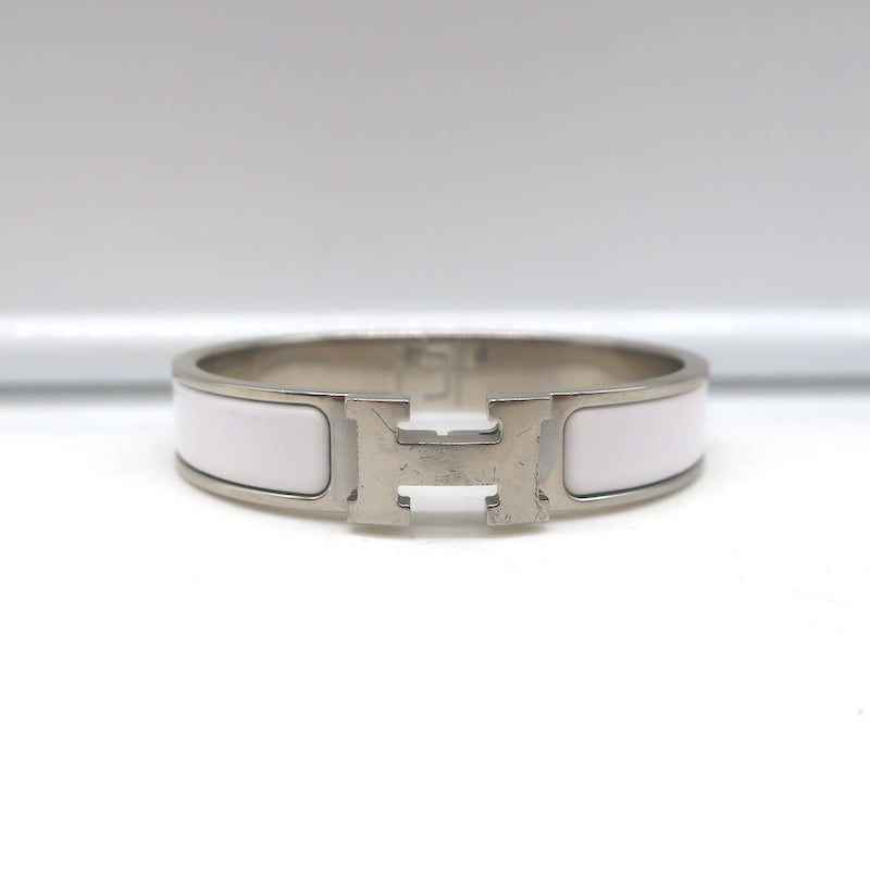 Hermes Clic H PM Bracelet White Enamel Palladium Hardware