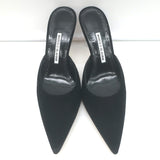 Manolo Blahnik Arriga Mules Black Suede Size 41 Pointed Toe Heels