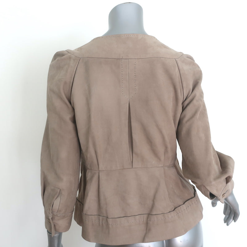 Authentic Philosophy di Alberta Ferretti suede cropped-sleeve jacket in beige, pre-owned, size US 4