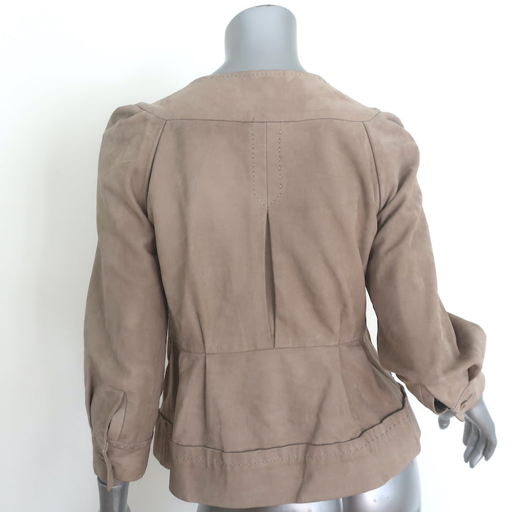 Authentic Philosophy di Alberta Ferretti suede cropped-sleeve jacket in beige, pre-owned, size US 4