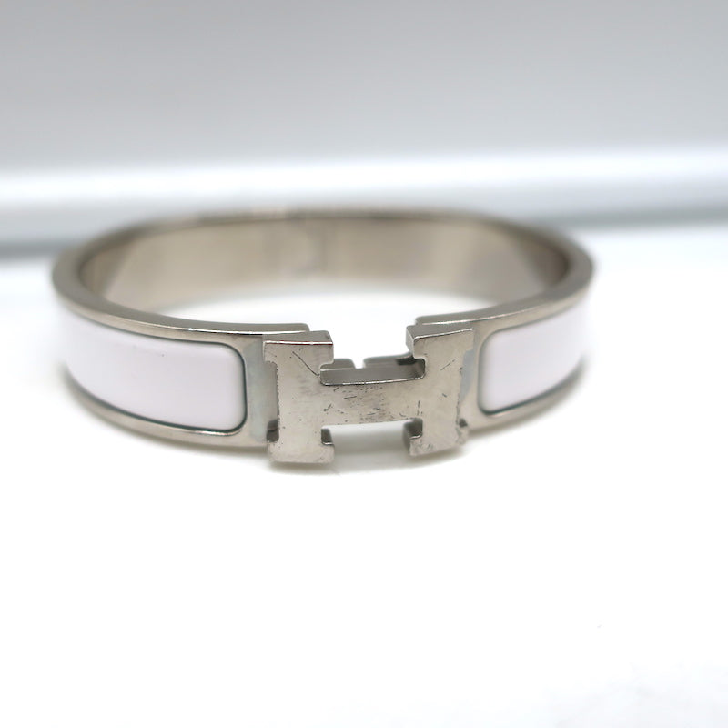 Hermes Clic H PM Bracelet White Enamel Palladium Hardware