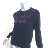 Lingua Franca Human Kind Be Both Cashmere Sweater Navy Size Extra Small