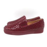 Christian Louboutin Roller Boat Spike Slip-On Sneakers Red Patent Size 41.5 NEW