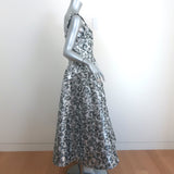 Carolina Herrera Metallic Floral Jacquard Gown Silver Size 8