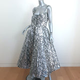 Carolina Herrera Metallic Floral Jacquard Gown Silver Size 8