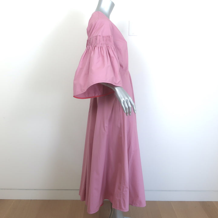 Roksanda Josefina Flared Midi Dress Pink Cotton Poplin Size 14