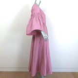 Roksanda Josefina Flared Midi Dress Pink Cotton Poplin Size 14