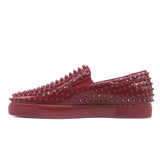 Christian Louboutin Roller Boat Spike Slip-On Sneakers Red Patent Size 41.5 NEW