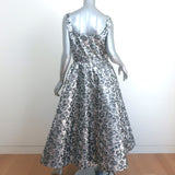 Carolina Herrera Metallic Floral Jacquard Gown Silver Size 8