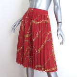 Balenciaga Sunray Pleated Skirt Red Chain Print Crepe de Chine Size 42