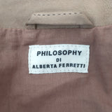 Philosophy di Alberta Ferretti suede cropped-sleeve jacket in beige, pre-owned luxury Italian designer piece
