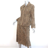 St. John Collection Laser Cut Suede Skirt Suit Brown Size 8