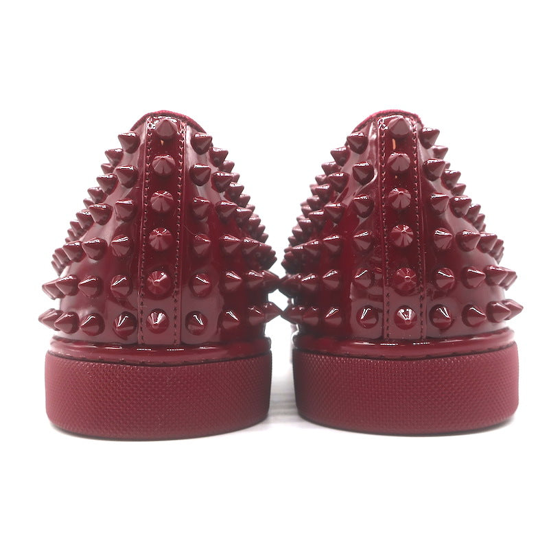 Christian Louboutin Roller Boat Spike Slip-On Sneakers Red Patent Size 41.5 NEW