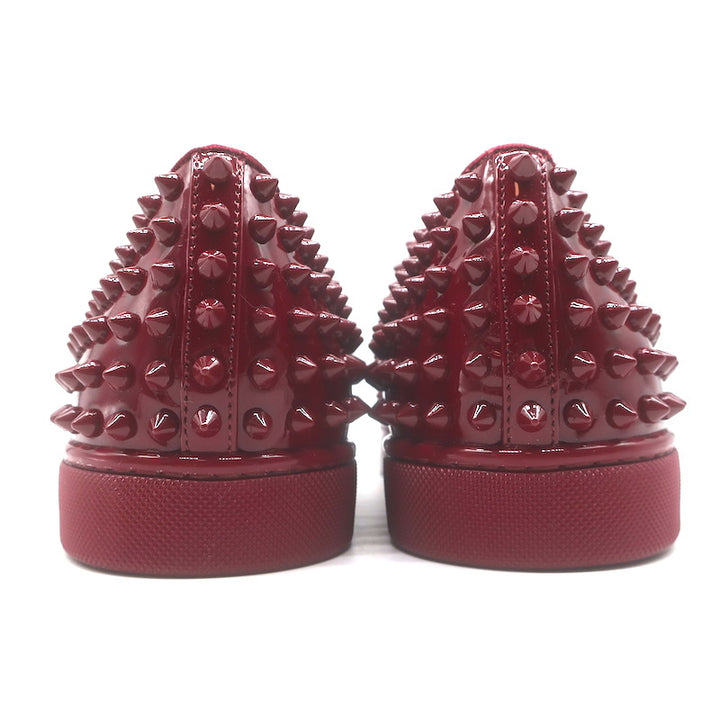 Christian Louboutin Roller Boat Spike Slip-On Sneakers Red Patent Size 41.5 NEW