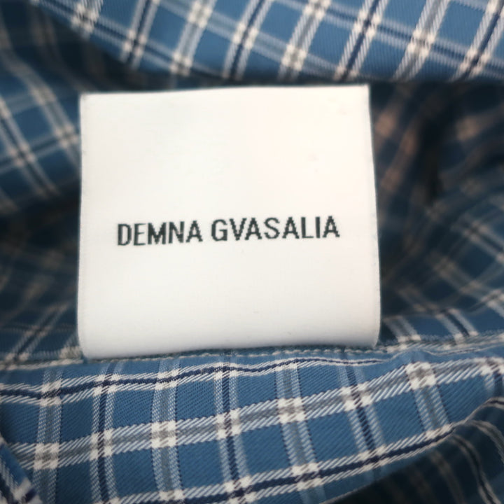 Vetements Deconstructed Double Shirt Dress Blue Checked Cotton Size Medium