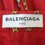 Balenciaga Sunray Pleated Skirt Red Chain Print Crepe de Chine Size 42