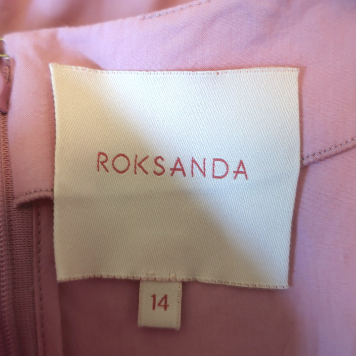 Roksanda Josefina Flared Midi Dress Pink Cotton Poplin Size 14