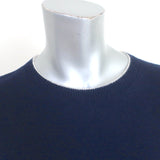 The Row Short Sleeve Sweater Top Navy Piped Knit Size Small