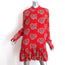 Alexander McQueen Drop Waist Mini Dress Red Poppy Print Silk Crepe Size 46