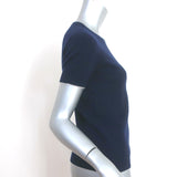 The Row Short Sleeve Sweater Top Navy Piped Knit Size Small