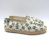 Chanel Allover CC Print Espadrilles Cream Leather Size 37