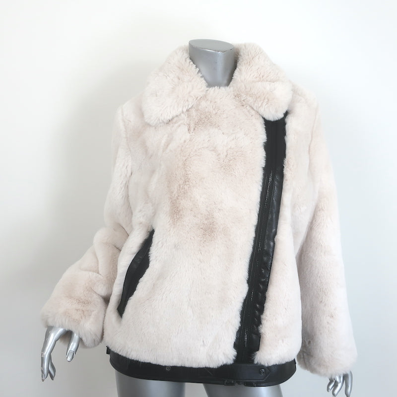 The Kooples Faux Fur Bomber Jacket Ecru Size 1