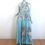 Yvonne S Tiered Maxi Dress Light Blue Floral Print Cotton Voile Size Medium