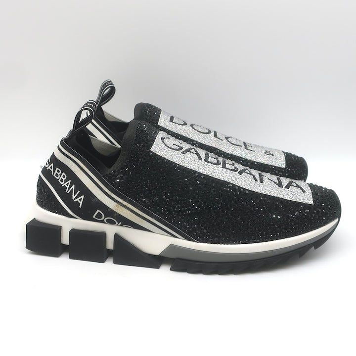 Dolce &amp; Gabbana Sorrento Crystal-Embellished Knit Sneakers Black Size 42.5