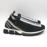 Dolce & Gabbana Sorrento Crystal-Embellished Knit Sneakers Black Size 42.5
