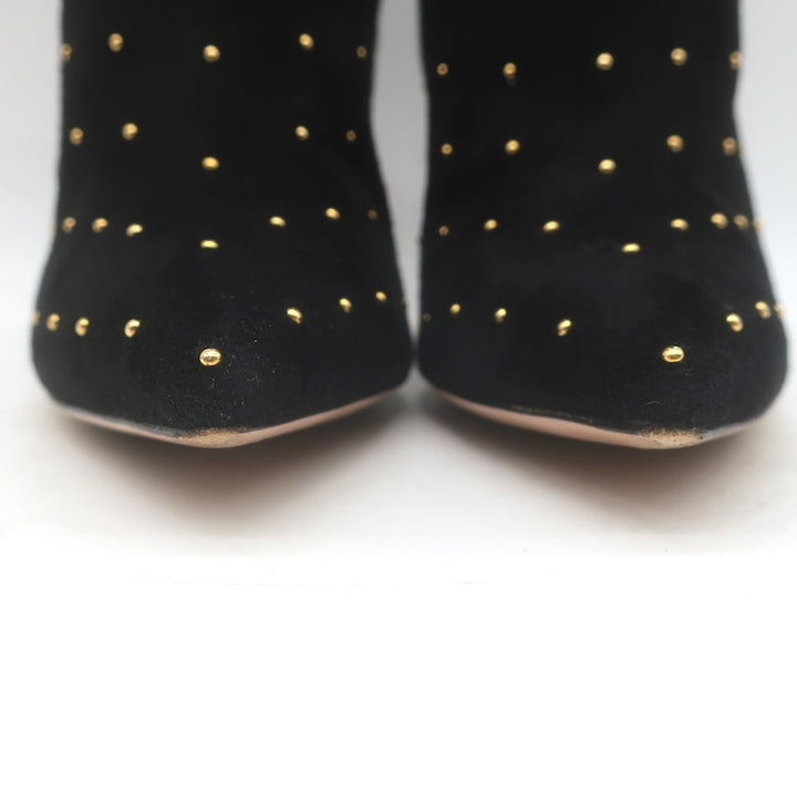 Gianvito Rossi Studded Pointed Toe Ankle Boots Black Suede Size 38.5