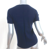 The Row Short Sleeve Sweater Top Navy Piped Knit Size Small