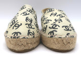 Chanel Allover CC Print Espadrilles Cream Leather Size 37
