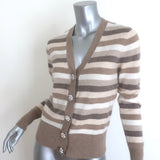 GANNI cashmere striped cardigan in beige and cream with crystal buttons, pre-owned, gently worn, authentic luxury (XS)