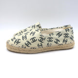 Chanel Allover CC Print Espadrilles Cream Leather Size 37