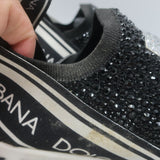 Dolce & Gabbana Sorrento Crystal-Embellished Knit Sneakers Black Size 42.5