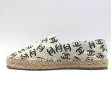 Chanel Allover CC Print Espadrilles Cream Leather Size 37