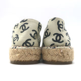 Chanel Allover CC Print Espadrilles Cream Leather Size 37