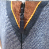 Fendi Striped Satin Jacquard Flared Midi Skirt Blue Silk-Blend Size 46