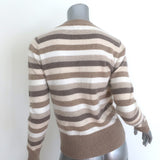GANNI crystal-button striped cashmere cardigan in beige and cream, size XS — pre-owned, authentic luxury