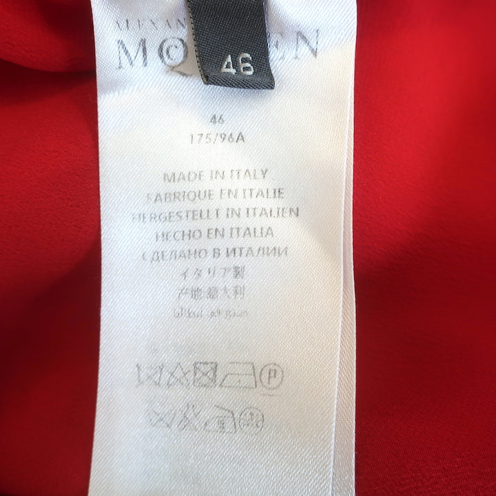 Alexander McQueen Drop Waist Mini Dress Red Poppy Print Silk Crepe Size 46